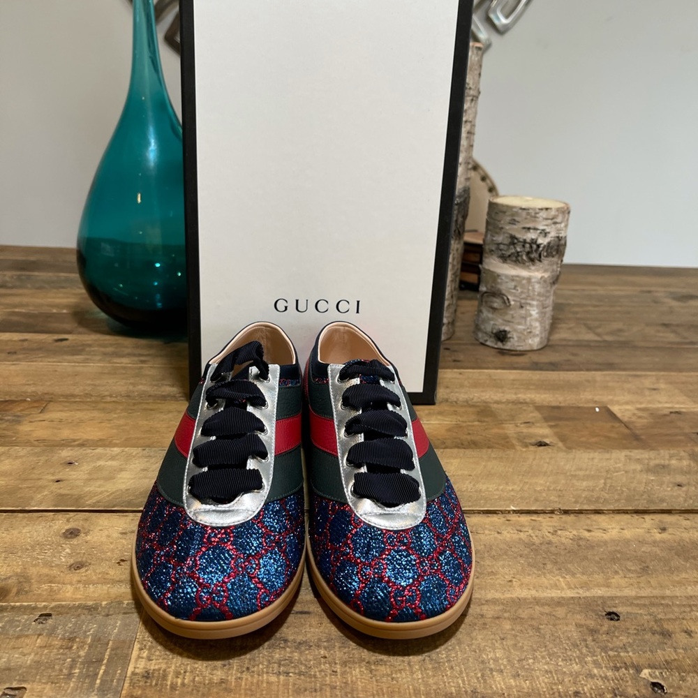 Gucci Falacer Lurex GG Sneakers w/Web - Picture 11 of 14